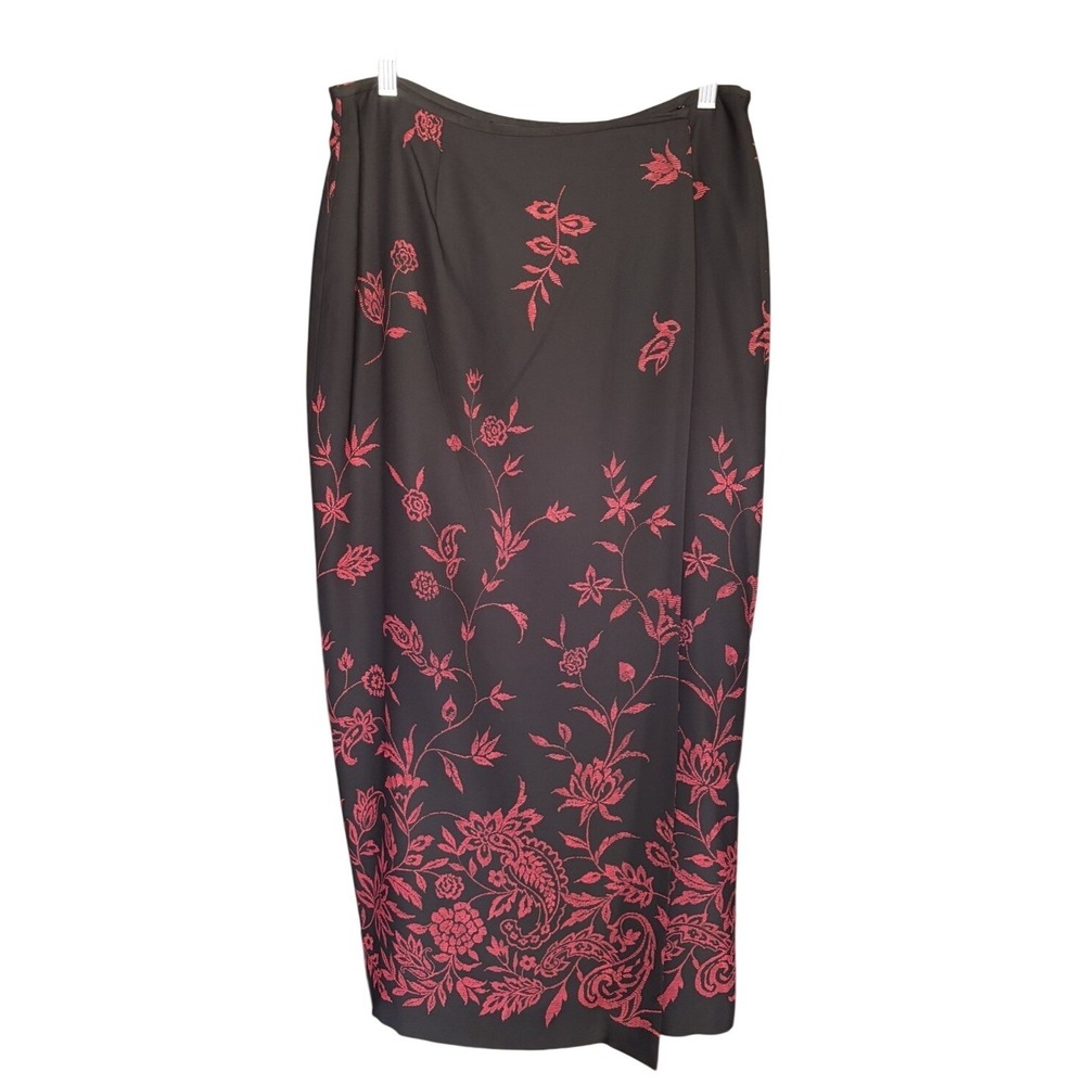 Vtg Whimsical Floral Fairy Grunge Whimsigoth‎ Midi Skirt 14 Vamp Dark Romantic